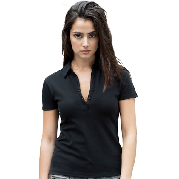 Skinni Fit Dam/Kvinnors Stretch Polotröja S Svart Black S