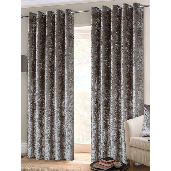 Belle Maison Crushed Velvet Eyelet Gardiner (paket med 2) 54in x Silver 54in x 46in