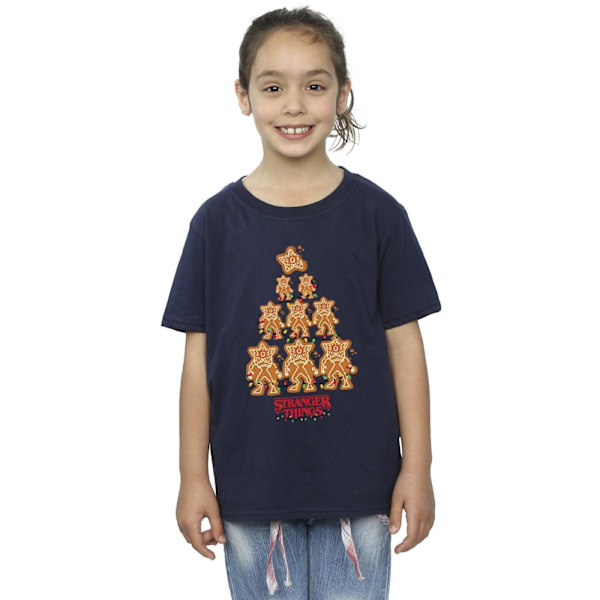 Netflix Girls Stranger Things Gingerbread Bomull T-shirt 12-13 Navy Blue 12-13 Years