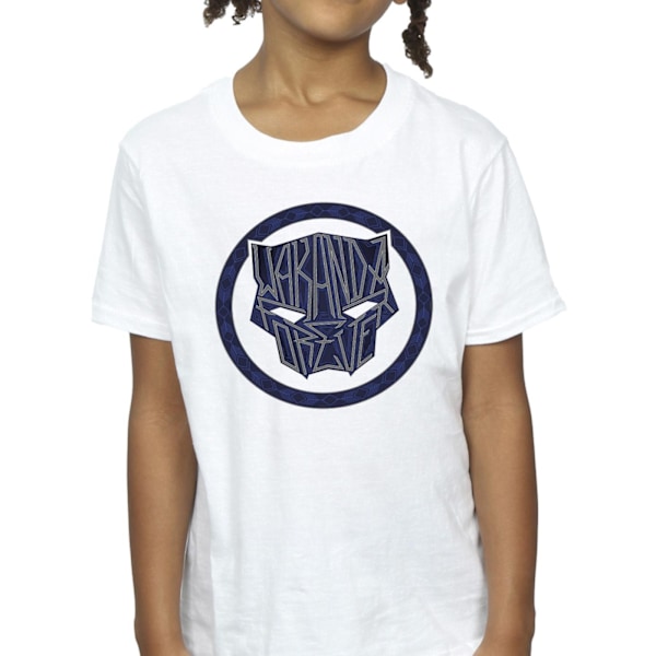 Marvel Girls Wakanda Forever Tribal Icon Bomull T-shirt 7-8 år White 7-8 Years