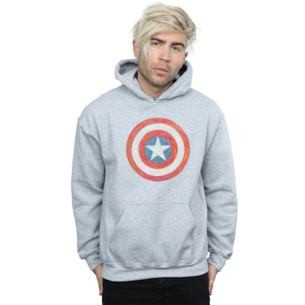 Marvel Herr Captain America Sketched Shield Hoodie 4XL Sports G Sports Grey 4XL