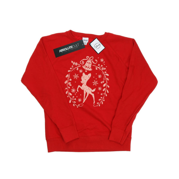 Disney Dam/Dam Bambi Christmas Wreath Sweatshirt L Röd Red L