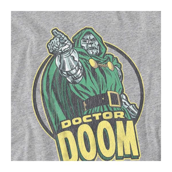Marvel Comics Dam/Kvinnor Doctor Doom Figursydd T-shirt L Athlet Athletic Heather L