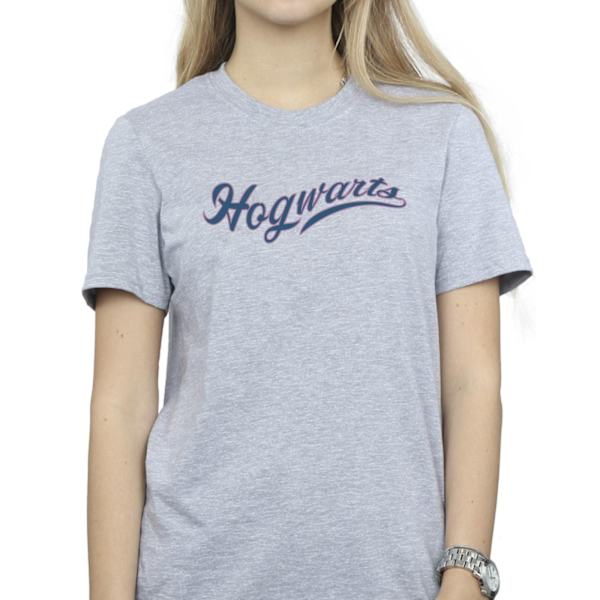 Harry Potter Dam/Damer Hogwarts Skrivande Bomull Pojkvän T- Sports Grey M