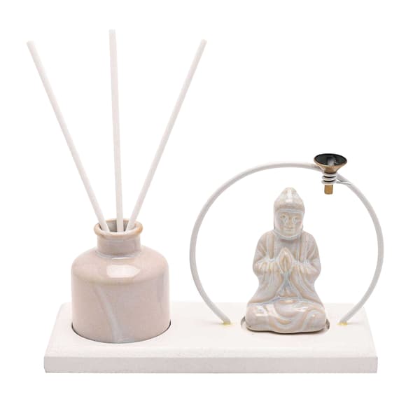 Serenity Sittande Buddha Rökelse Presentförpackning One Size Vit White One Size