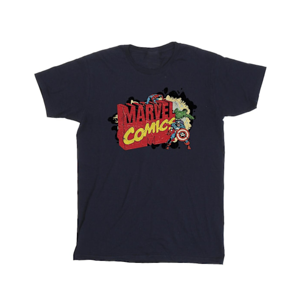 Marvel Girls Comics Big M Bomull T-shirt 3-4 år Marinblå Navy Blue 3-4 Years