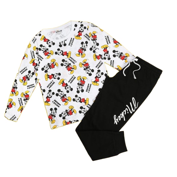Disney Dam/Dam Mickey Forever Long Pyjamas Set S White/Bla White/Black/Yellow S