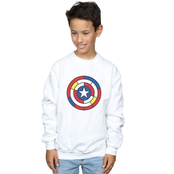 Marvel Boys Captain America Stained Glass Shield Sweatshirt 12- White 12-13 Years