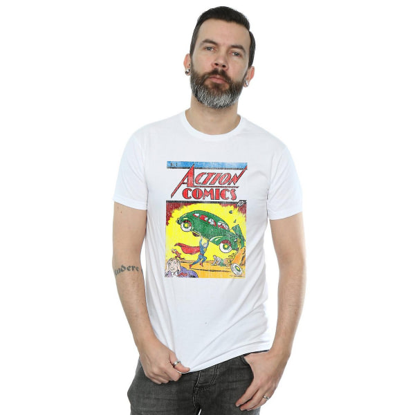 Superman Mens Action Comics Issue 1 Cover Cotton T-Shirt S Whit White S