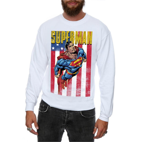 Superman Flight Sweatshirt för Herrar Storlek S Vit White S