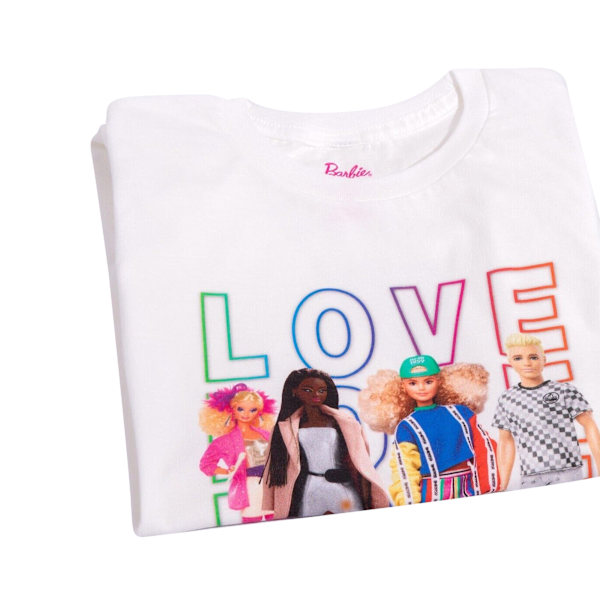 Barbie Dam/Kvinnor Love Everyone Pride T-Shirt 14 UK Vit White 14 UK