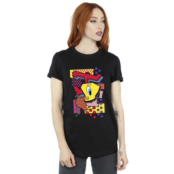 Looney Tunes Dam/Damer Tweety Pop Art Bomull Boyfriend T-Sh Black XL