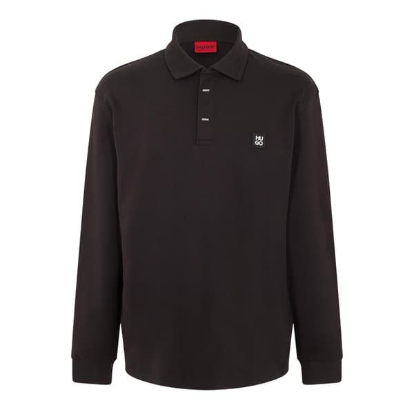 Hugo Herr Patch Krage Långärmad Pikétröja M Svart Black M