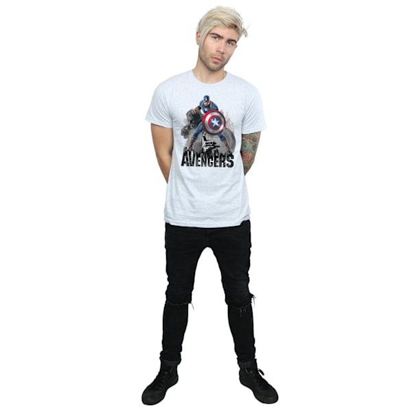 Marvel Herr Captain America Action Pose T-shirt S Sports Grey Sports Grey S