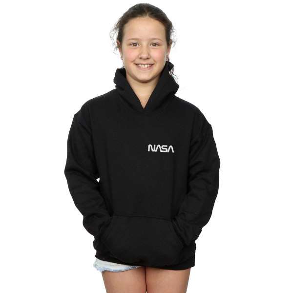 NASA Girls Modern Logo Chest Hoodie 7-8 Years Black Black 7-8 Years