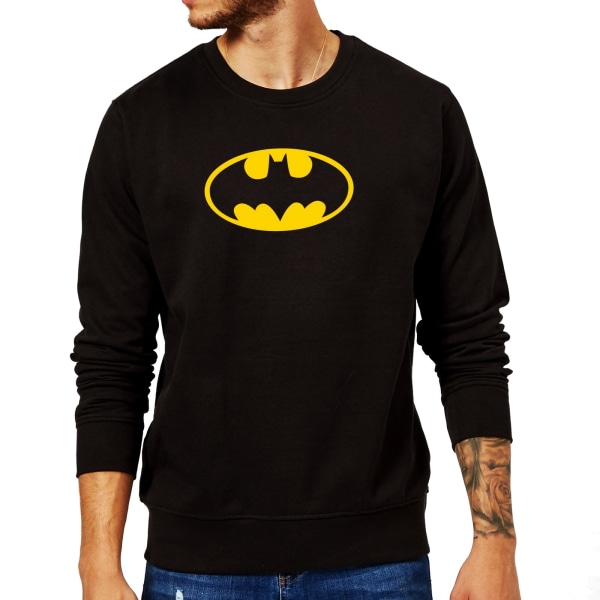 Batman Official Mens Distressed Logo Sweatshirt S Svart Black S