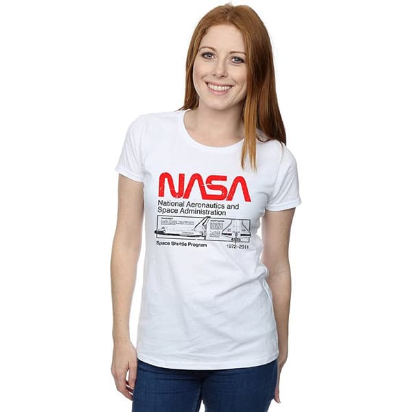 NASA Dam/Damer Classic Space Shuttle Bomull T-shirt S Vit White S
