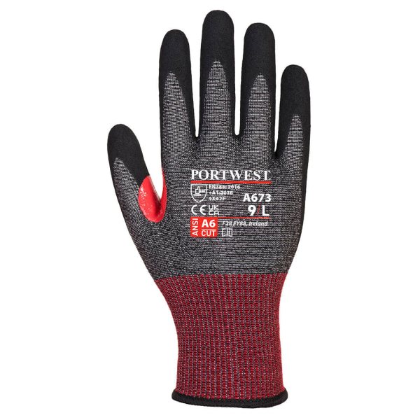Portwest Unisex Adult A673 CS F18 Nitrile Cut Resistant Gloves Black S