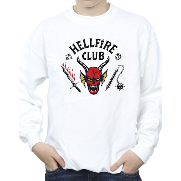 Netflix Boys Stranger Things Hellfire Club Sweatshirt 7-8 år White 7-8 Years