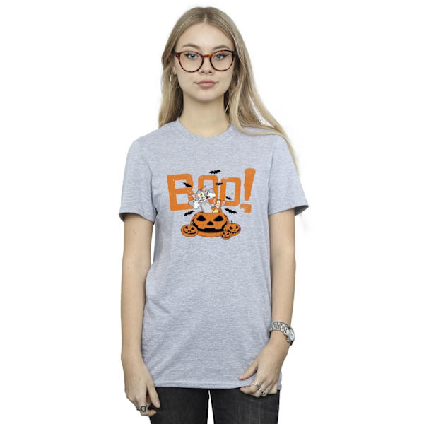 Tom & Jerry Dam/Damer Halloween Boo! Bomull Boyfriend T-shirt Sports Grey 3XL