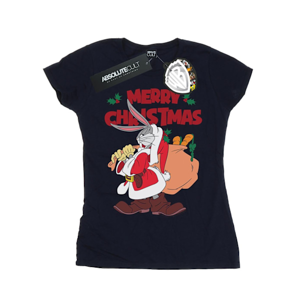 Looney Tunes Dam/Damer Jultomte Bugs Bunny Bomull T-shirt S Marinblå Navy Blue S