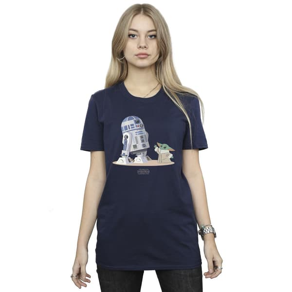 Star Wars Dam/Dam The Mandalorian R2D2 Och Grogu Bomull B Navy Blue S
