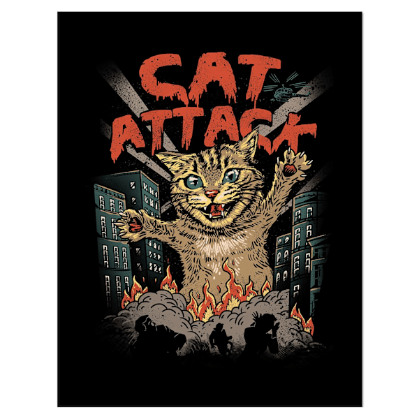 Vincent Trinidad Cat Attack Pappersutskrift 40cm x 30cm Svart/Röd/Brun Black/Red/Brown 40cm x 30cm