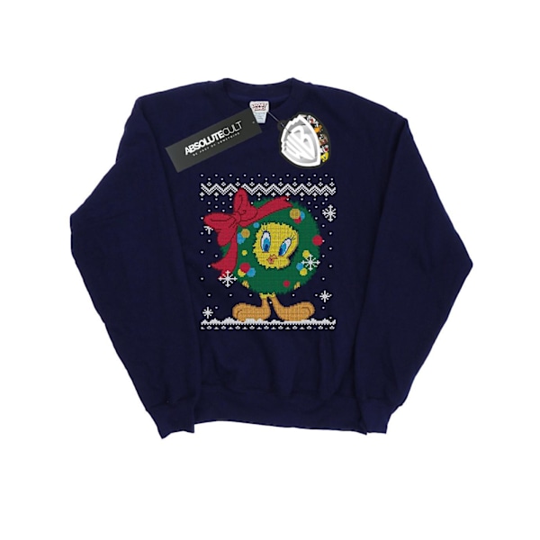 Looney Tunes Tweety Pie Jul Fair Isle Sweatshirt 3XL för män Navy Blue 3XL