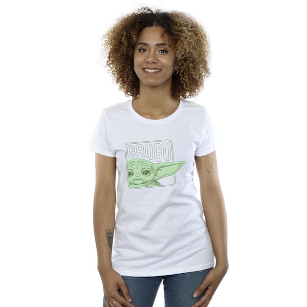Star Wars Dam/Damer The Mandalorian Grogu Box Bomull T-Shir White M