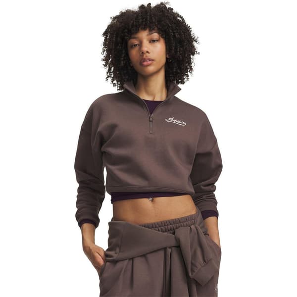 Under Armour Dam/Dam Rival Cropped Half Zip Tröja 16 Mocha 16 UK