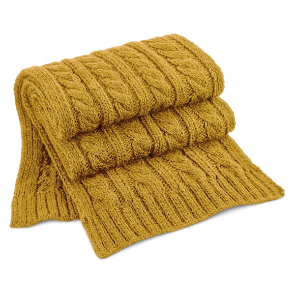 Beechfield Unisex Vuxen Kabel Stickad Melange Halsduk En Storlek Senap Mustard One Size