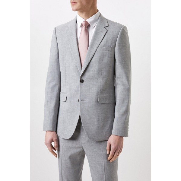Burton Mens Marl Enkelknäppt Slim Suit Jacka 38R Grå Grey 38R