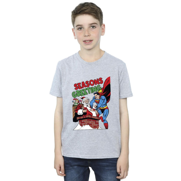 DC Comics Boys Superman Santa Comic T-Shirt 12-13 år Sport Sports Grey 12-13 Years