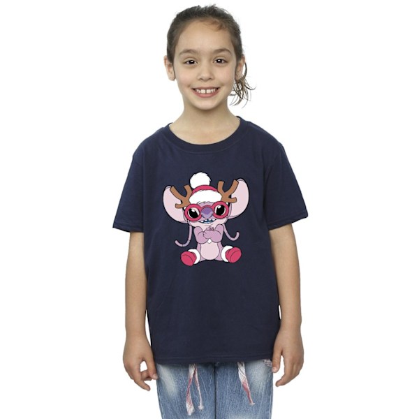 Disney Girls Lilo & Stitch Angel Ren T-shirt i bomull 9-11 år Navy Blue 9-11 Years