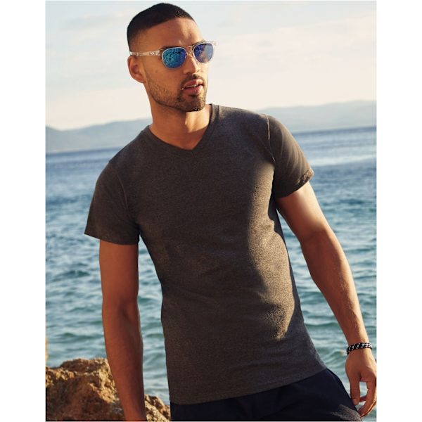 Fruit Of The Loom Mens Valueweight V-Neck, Kortärmad T-shirt Dark Heather 3XL