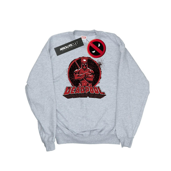 Marvel Dam/Damer Deadpool Korsa Armar Logotyp Sweatshirt M He Heather Grey M