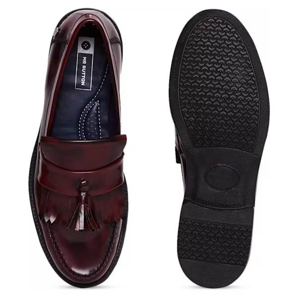 Roamers Mens Toggle Saddle Hi-Shine Läder Loafers 7 UK Oxbloo Oxblood 7 UK