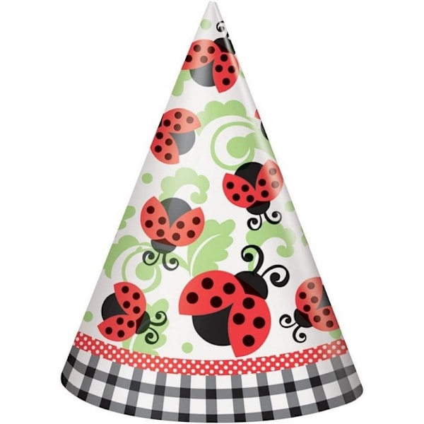 Unika partypapper nyckelpiga partyhattar (8-pack) One Size Whi White/Red/Black One Size