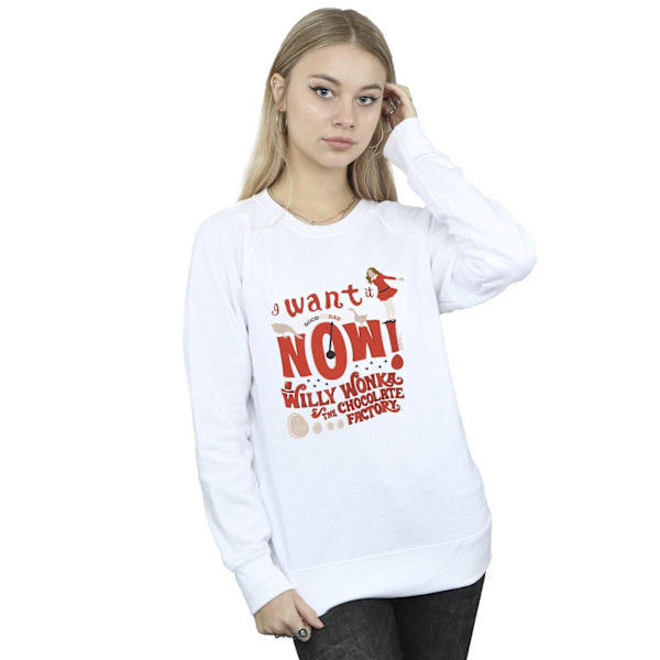 Willy Wonka Dam/Damer Verruca Salt I Want It Now Sweatshirt White L