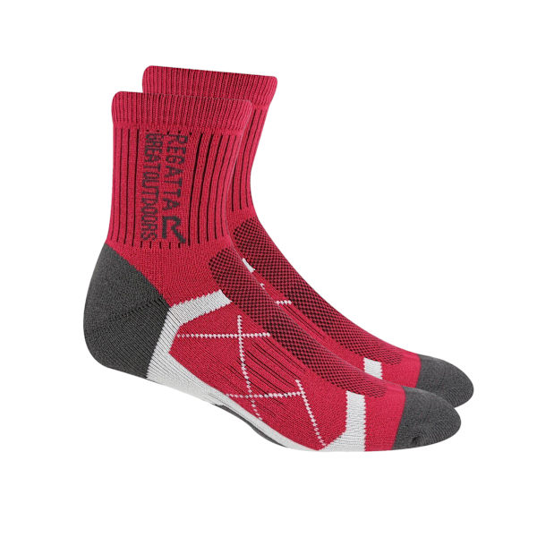 Regatta Dam/Dam Outdoor Boot Socks (2-pack) 6 UK-8 UK Black/Cherry Pink 6 UK-8 UK