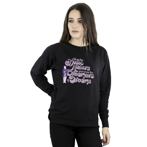 Willy Wonka Dam/Damer Drömmare Text Sweatshirt 4XL Svart Black 4XL