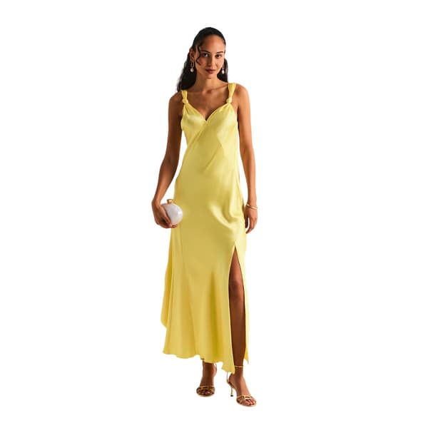 Never Fully Dressed Dam/Dam Satin Maxiklänning 12 UK Citron Lemon 12 UK
