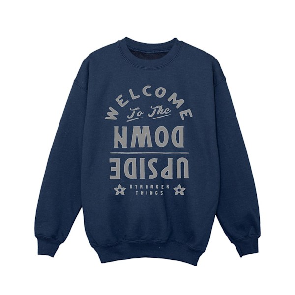 Netflix Girls Stranger Things Välkommen till Upside Down Sweatshirt Navy Blue 7-8 Years