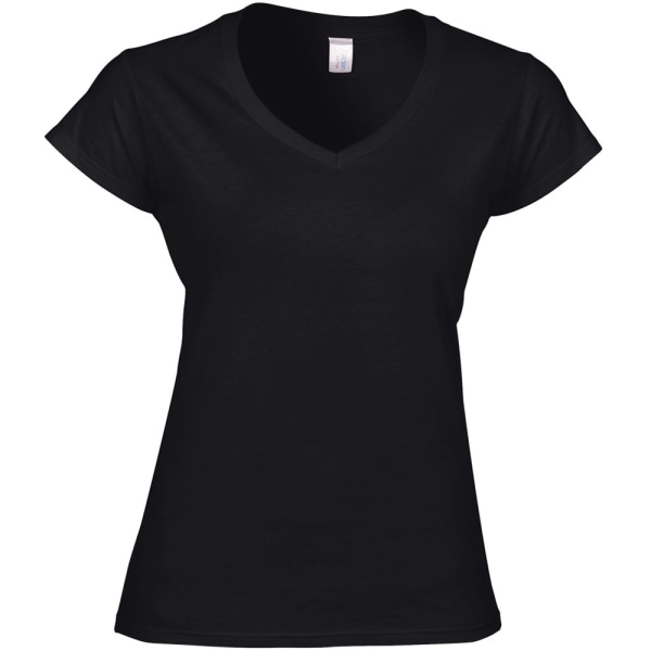 Gildan Damer Soft Style Kortärmad V-ringad T-shirt 2XL Svart Black 2XL