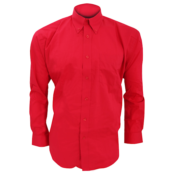 Kustom Kit Herr Långärmad Corporate Oxford Skjorta 15,5 tum Röd Red 15.5inch
