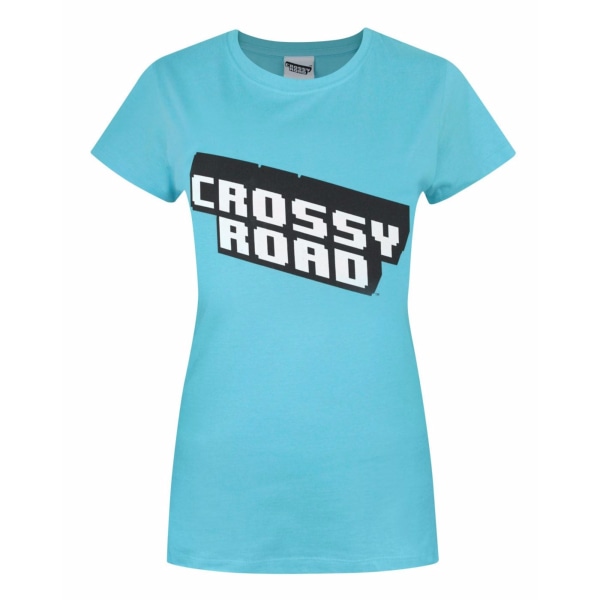 Crossy Road Dam/Dam T-shirt med officiell logotyp Liten Br Bright Blue Small