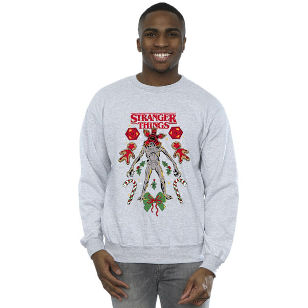 Netflix Mens Stranger Things Christmas Demogorgon Sweatshirt S Sports Grey S