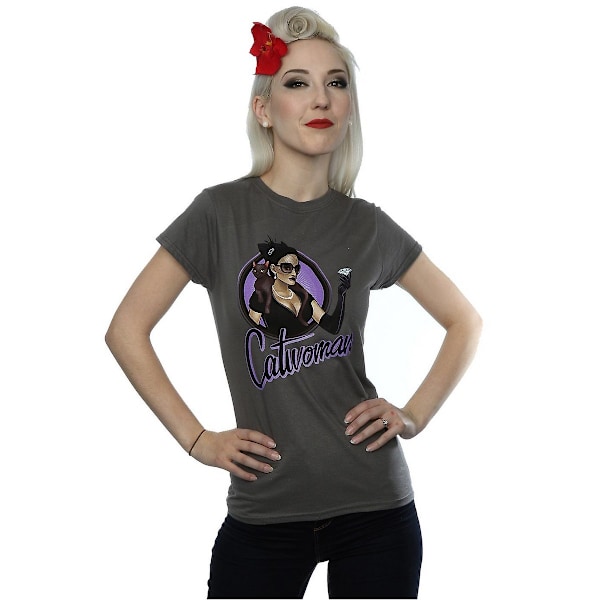 DC Bombshells Damkattor Heather T-shirt M Grå Grey M