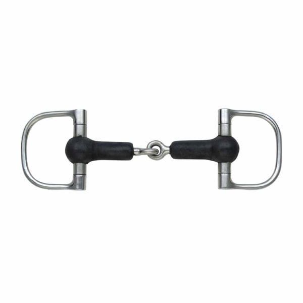 Shires Rubber Jointed Horse D-Ring Snaffle Bit 4.5in Black/Silv Black/Silver 4.5in