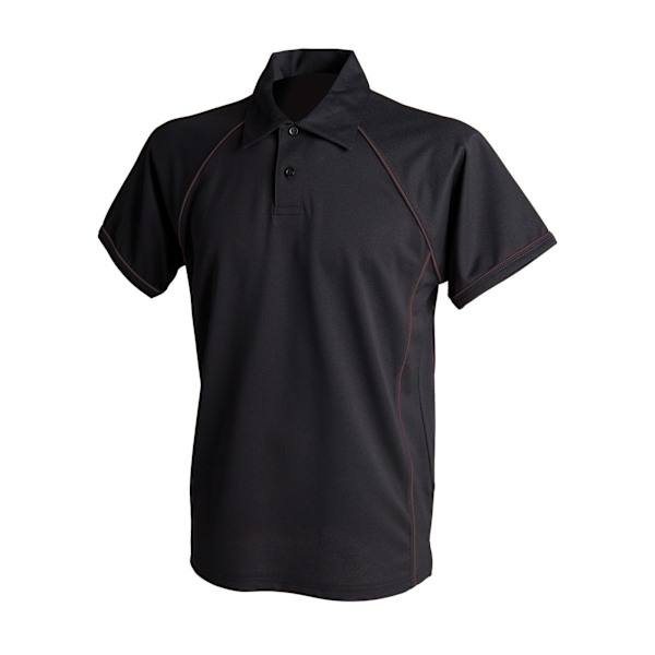 Finden & Hales Herr Piped Performance Sports Polo Shirt 3XL Svart Black/Black 3XL